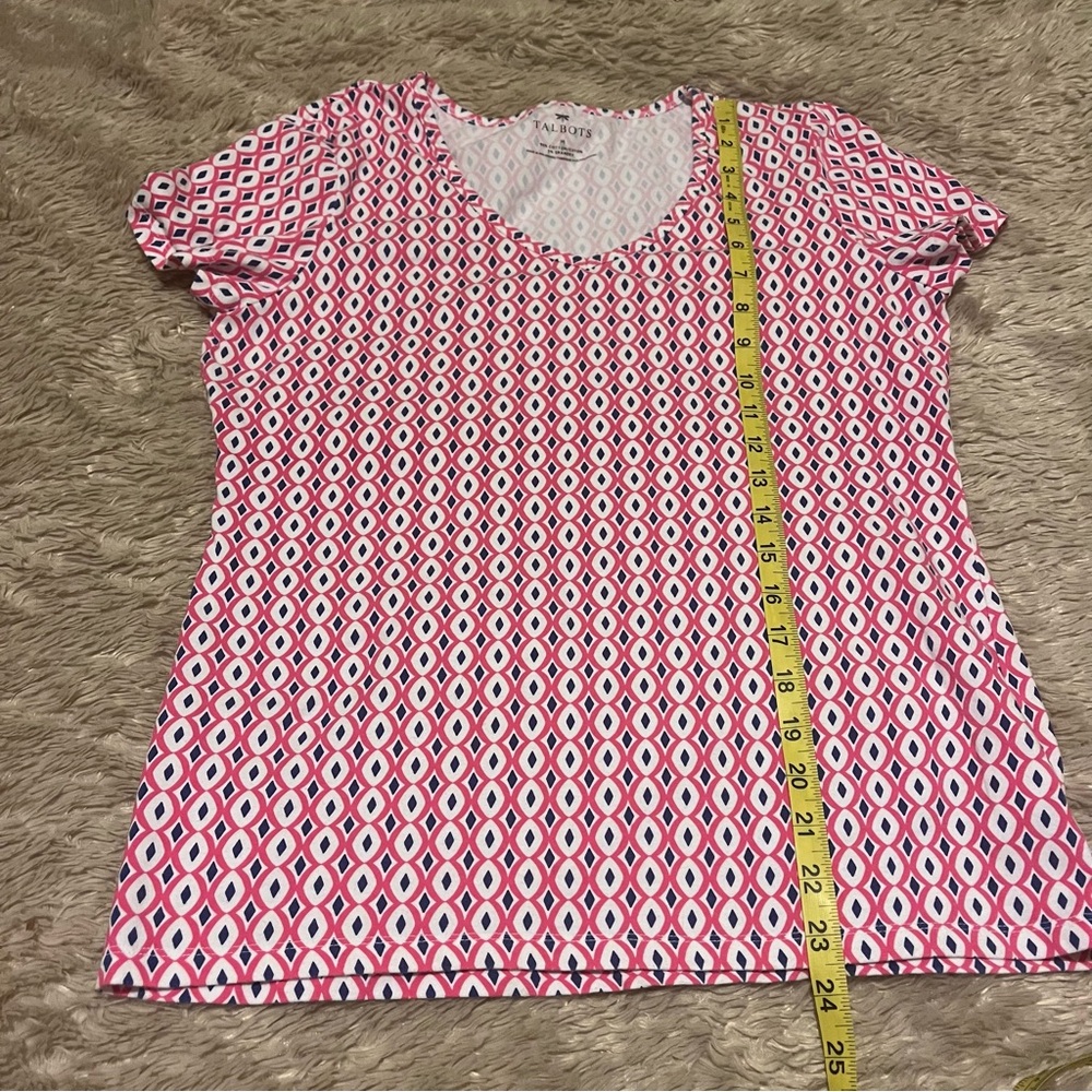 Talbots Geometric Patterned Pink White Women's To… - image 5